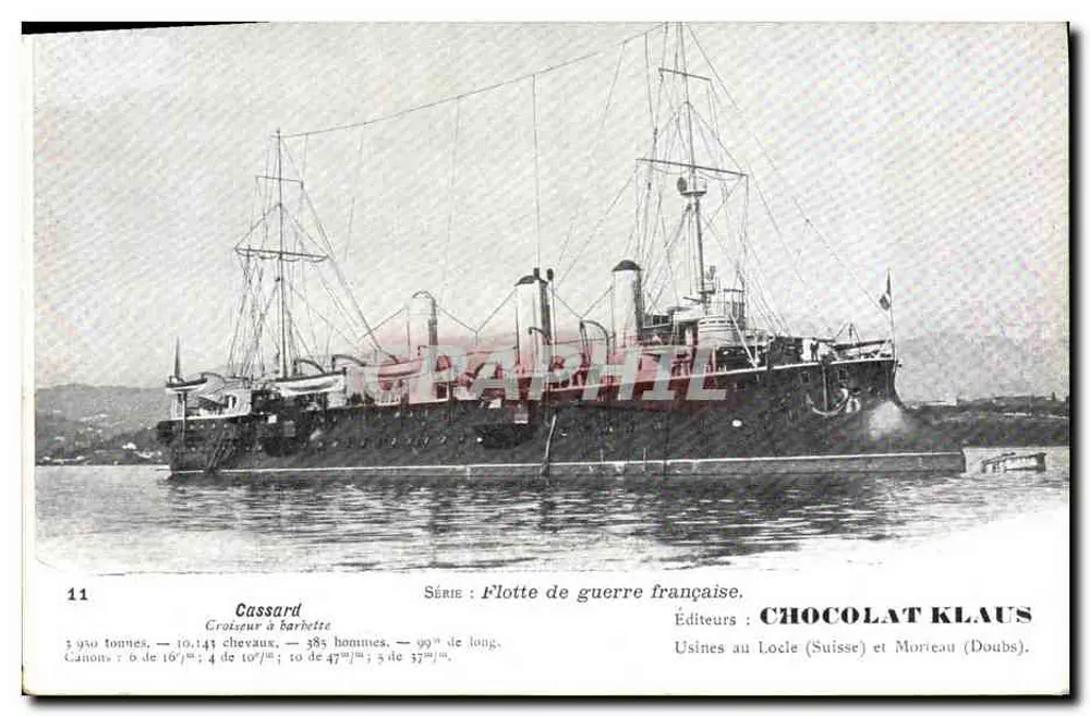 Cassard — Croiseur à barbette — Éditeur : CHOCOLAT KLAUS, Série : Flotte de guerre française, n°11 - Vorderseite
