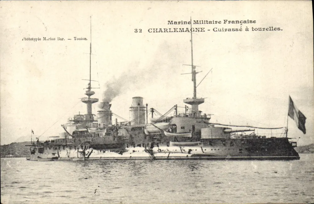 Charlemagne — Panzerkreuzer mit Türmen — Phototypie Marius Bar, Toulon. - Vorderseite