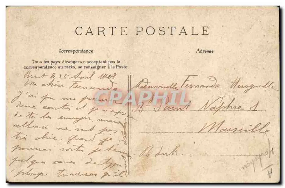 Frau aus den Umgebungen von Lorient in einem schwarzen Cape — unbekannte Ausgabe — n° 1523 - Rückseite