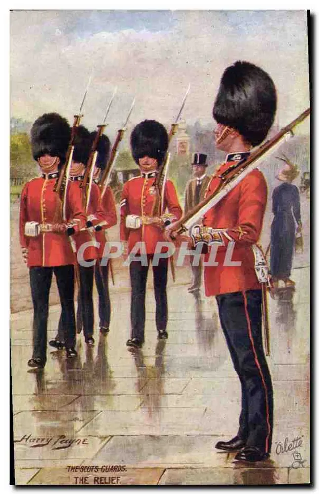 Os Scots Guards — O Relé — Tuck's Post Card n° 8955 - Frente