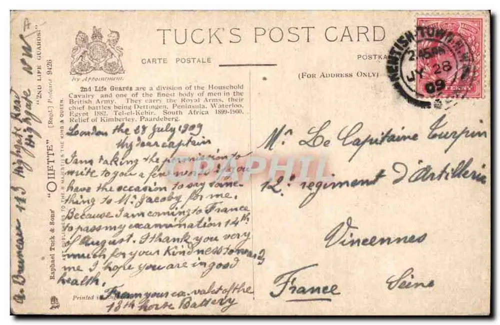 2nd Life Guards — Forrier — Oilette Knight Photo - Verso