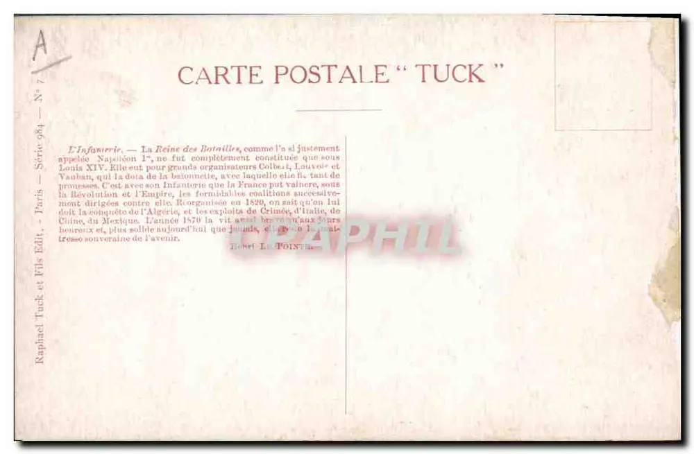 Infanteria de Ligne — N. Beraud — editor Orlotte - Verso