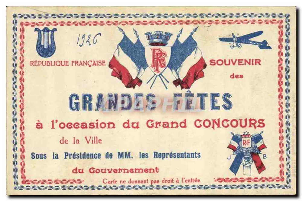 Grandes Fêtes — Souvenir des Grandes Fêtes à l'occasion du Grand Concours — 1926 — Éditeur Dallil, Paris - Recto