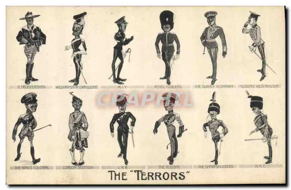 Os "Terrors" — caricaturas de regimentos britânicos — J.J. Samuels, Londres - Frente