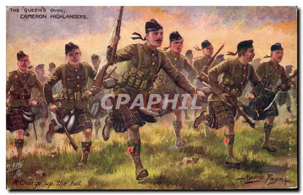 A Rainha's Own Cameron Highlanders — Uma Investida na Colina — por Harry Payne - Frente