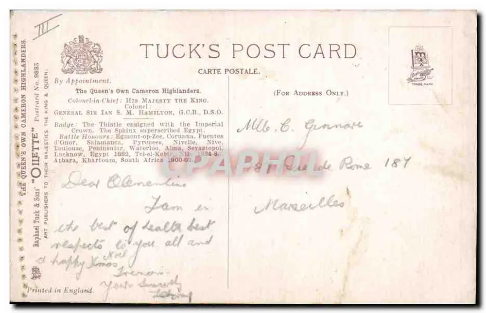 A Rainha's Own Cameron Highlanders — Uma Investida na Colina — por Harry Payne - Verso