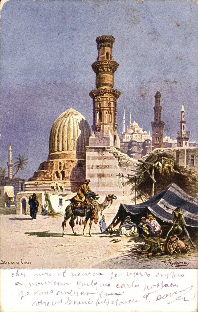 काहिरा में सड़क — रू के एक दृश्य साथ मिनरेट और माल — टी. पंब्रे, संख्या 8298 - आगे