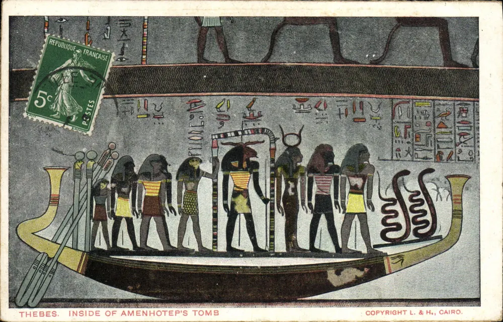 Theben — Innenraum der Grabstätte Amenhoteps — Verleger L. & H., Kairo - Vorderseite