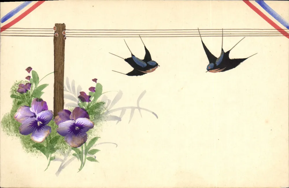 Vögel und Blumen — Illustration — Kein Verlag oder Nummer sichtbar - Vorderseite