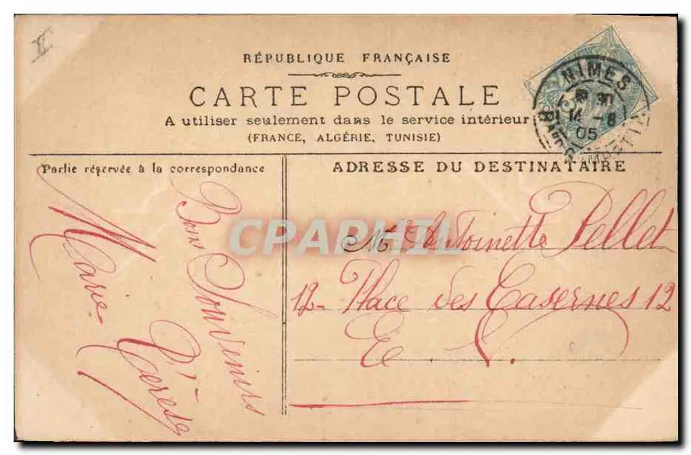 Blumen — Karte aus Nîmes — veröffentlicht von der Französischen Republik - Rückseite