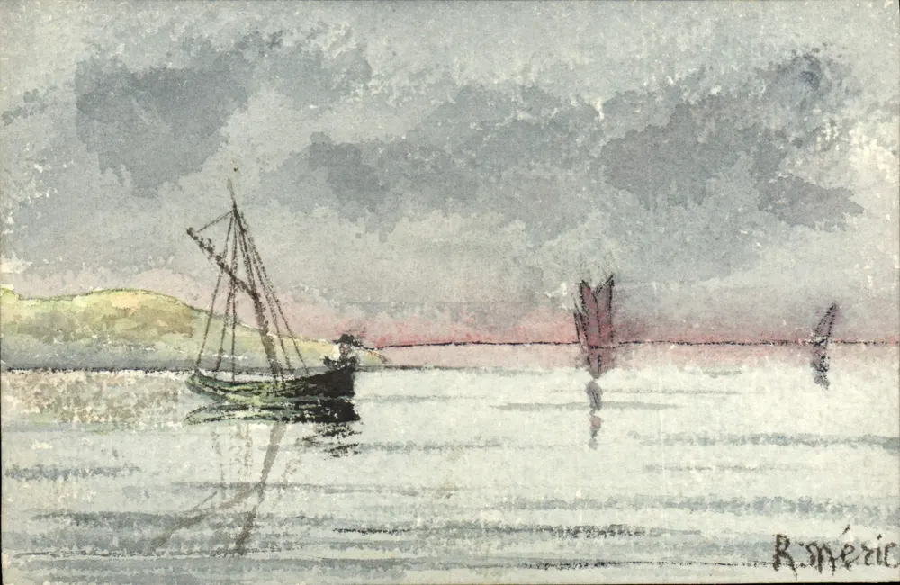 Boot auf dem Wasser — maritimes Landschaftsbild — R. Mééric - Vorderseite