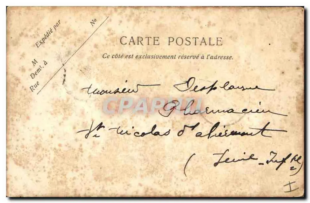 Dorf Soriegabey — Amiens 1906 — Zeichnung eines Leoparden und einer Palme - Rückseite