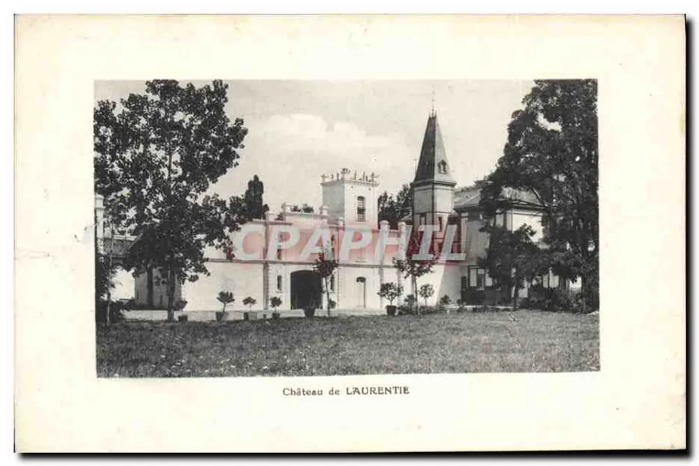 Château de Laurentie — vue du château avec tour et toits en ardoise — éditeur non identifié - Frente