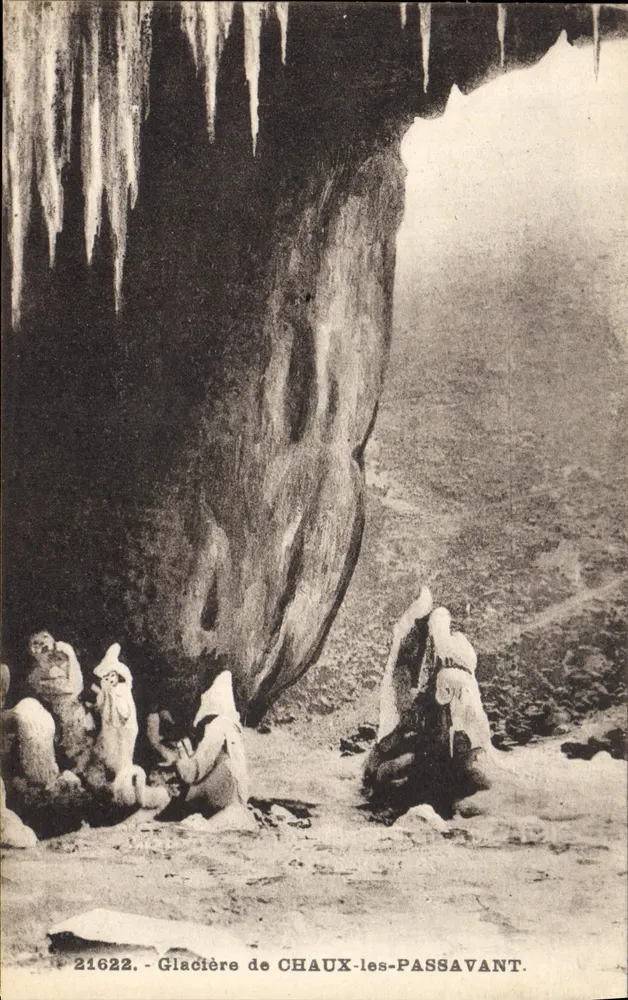 Gletscher von Chaux-les-Passavant — Innenansicht mit Stalaktiten und Gletscherbildungen — Nr. 21622 - Vorderseite