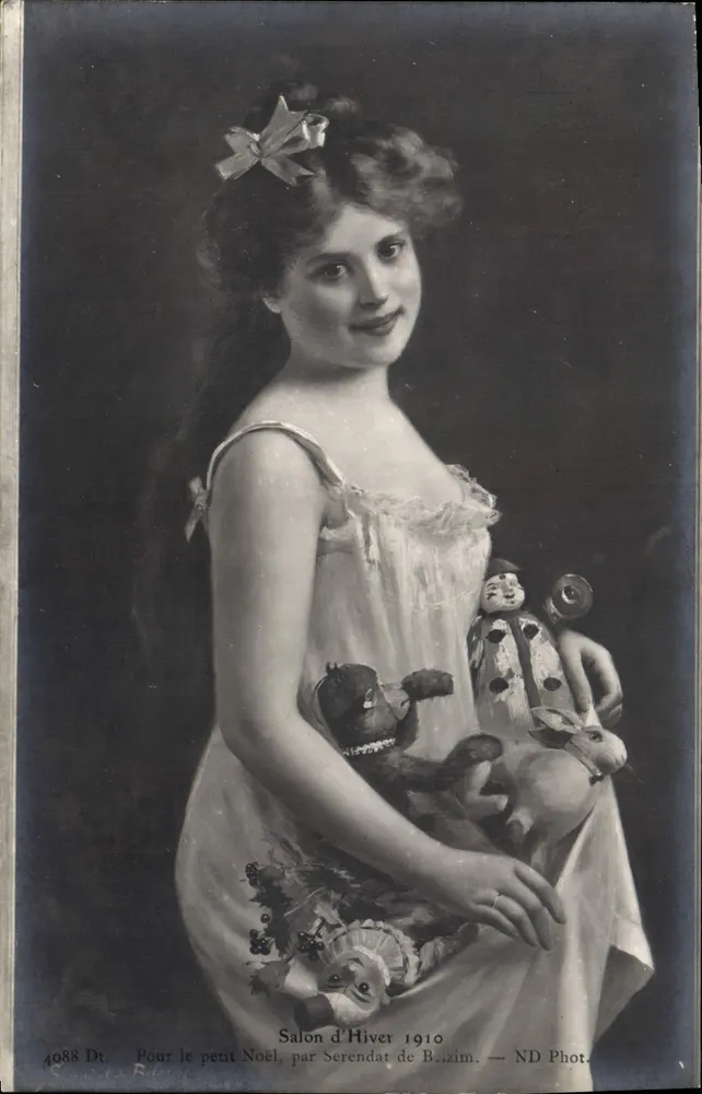 Junge Mädchen mit Spielzeugen — Winter-Salon 1910 — ND Phot. - Vorderseite