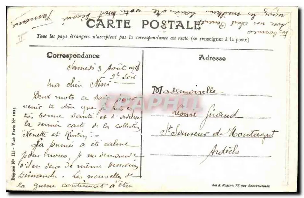 Zwei Schnurpuppen — Zeichnung von Roger Brounner — Einlieferung Nr. III, Paris 1905 - Rückseite