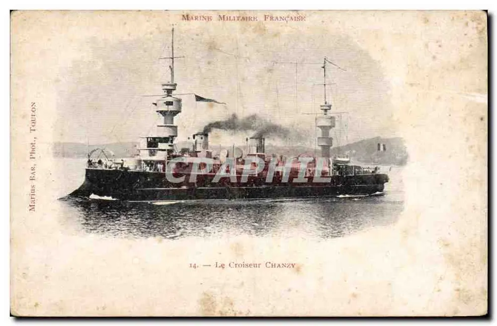 O Cruiser Chanzy — Marinha Militar Francesa — Marius Rae, Filt., Toulon - Frente