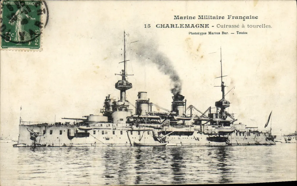 Charlemagne — Panzerkreuzer mit Türmen — Phototypie Marius Bar — Toulon - Vorderseite