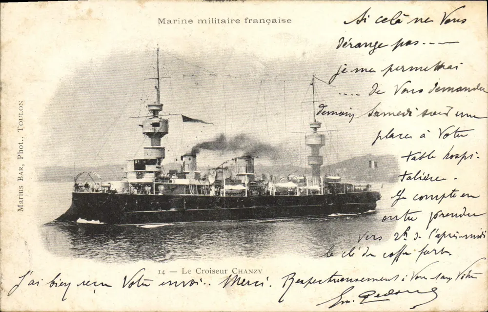 Der Kreuzer Chanzy — Französische Marine — Marius Bar, Foto. Toulon, Nr. 14 - Vorderseite