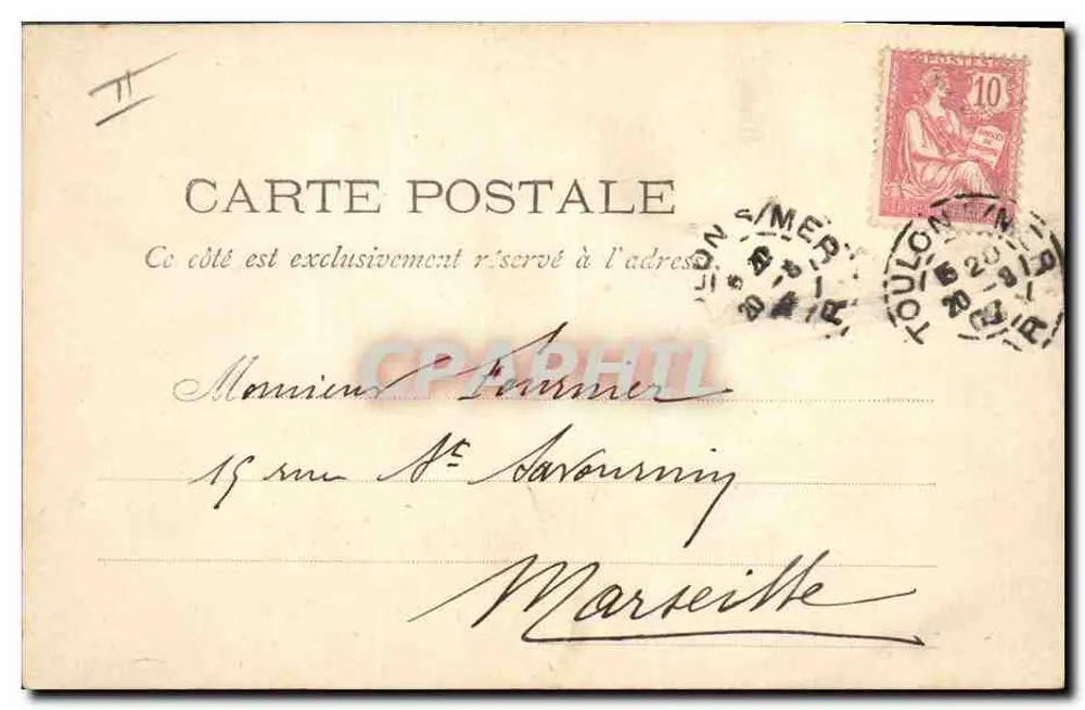 Der Kreuzer Chanzy — Französische Marine — Marius Bar, Foto. Toulon, Nr. 14 - Rückseite