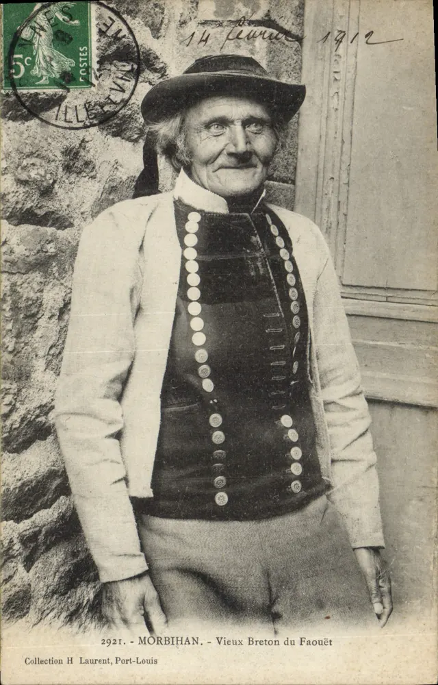 Velho Bretão de Faouët — Morbihan — Coleção H Laurent, Port-Louis - Frente