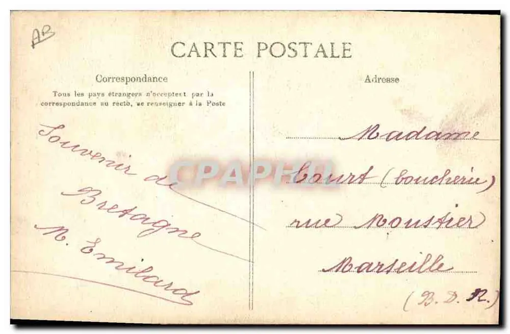Velho Camponês do Morbihan — Coleção H. Laurent, Port-Louis — n° 643 - Verso