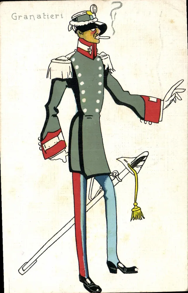 Granatieri — caricatura de um soldado — editor desconhecido, número de série não visível - Frente
