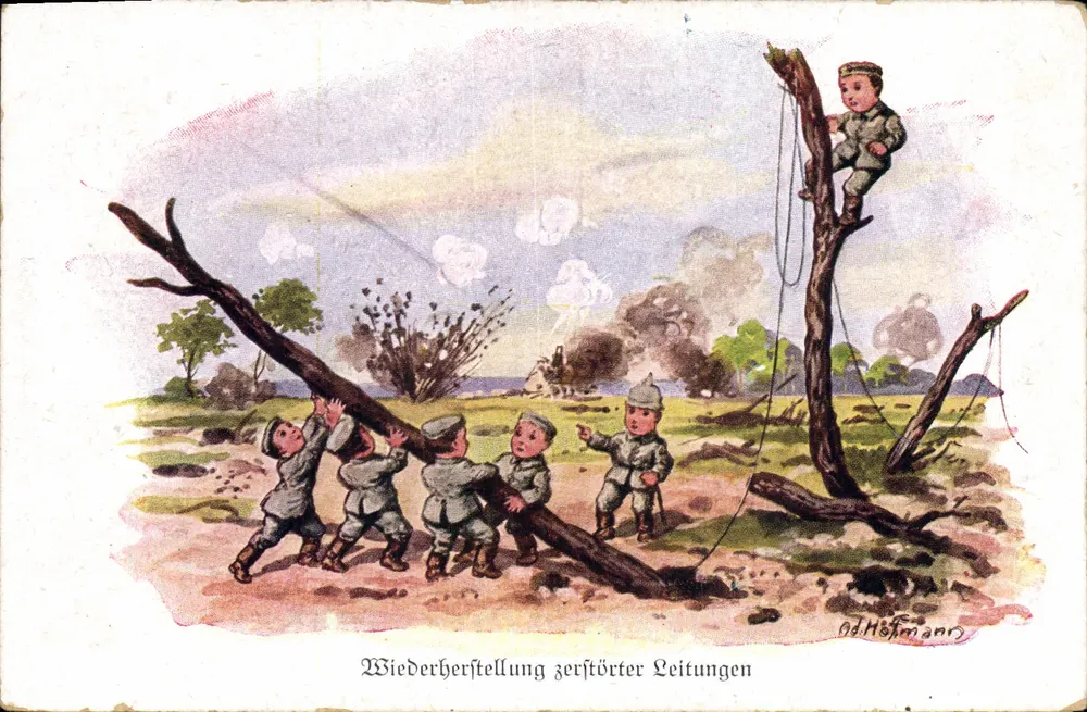 Restauração das linhas destruídas — Od. Höfmann — Série S+S No. 5599 - Frente