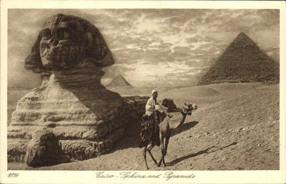 Cairo - Esfinge e Pirâmides — editor Landrock & Landhert, n° 1074 - Frente