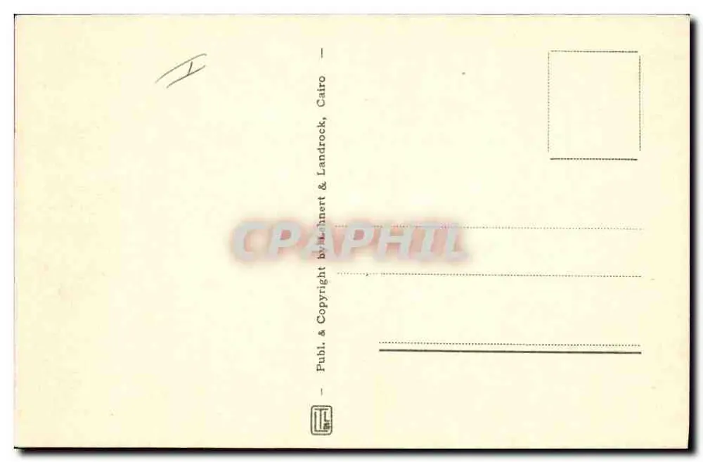 Cairo - Esfinge e Pirâmides — editor Landrock & Landhert, n° 1074 - Verso