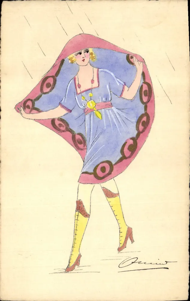 Frau in der Regen — künstlerische Illustration — Orceius - Vorderseite