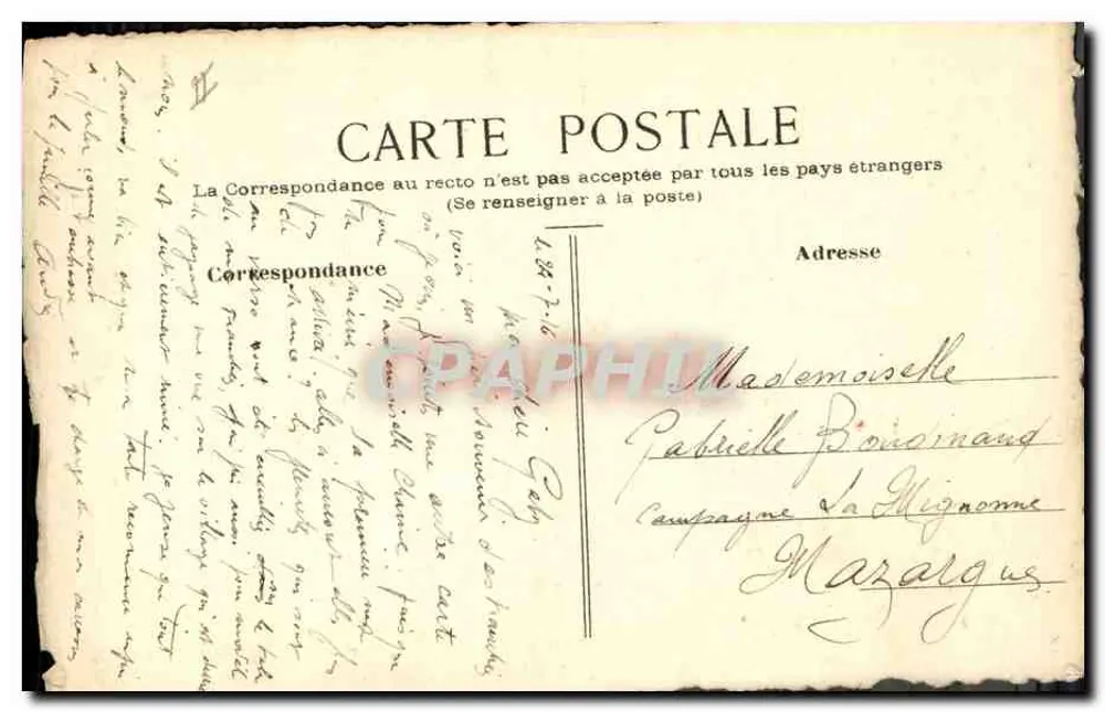 Geschaffen in den Schützengräben — 24. Juli 1916 — P. Boudinard - Rückseite