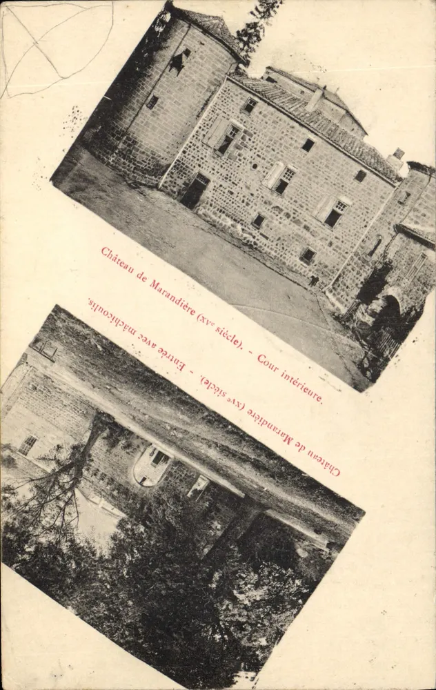 Schloss Marandière (15. Jahrhundert) — Innenhof und Fenster mit Mauerschussloch — unbekannter Verlag - Vorderseite