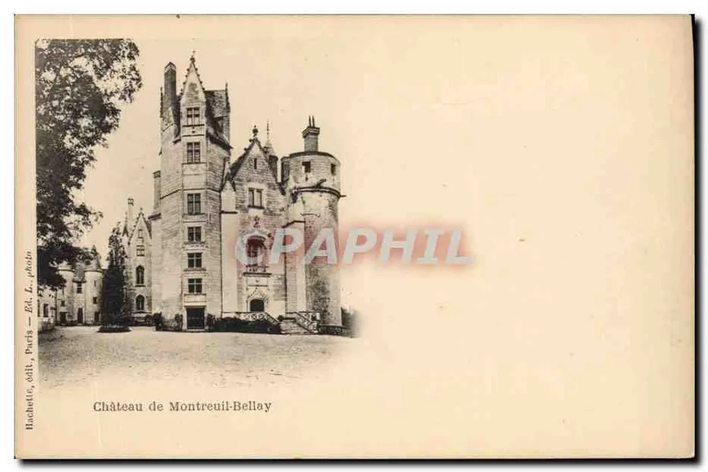 Castelo de Montreuil-Bellay — vista do castelo — BACHETTE, coll. Paris, photo - Frente
