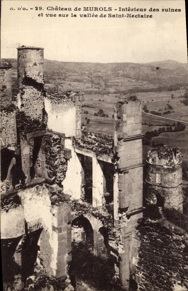 Schloss MUROLS — Innenansicht der Ruinen und Blick über das Tal Saint-Nectaire — G. D'O. n°29 - Vorderseite