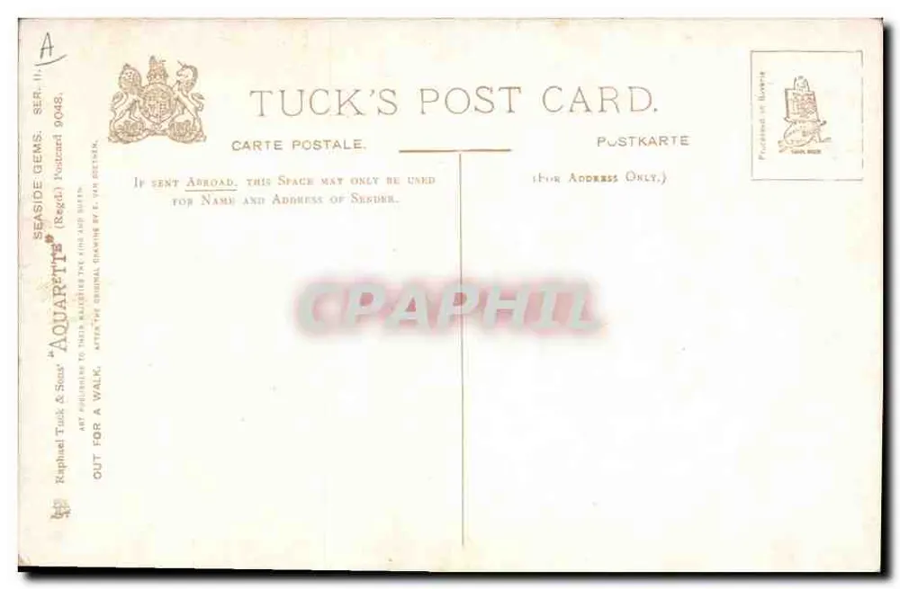 Mädchen mit Schirm — Spaziergang — Tuck's Post Card, Serie II.11, Nr. 9048 - Rückseite