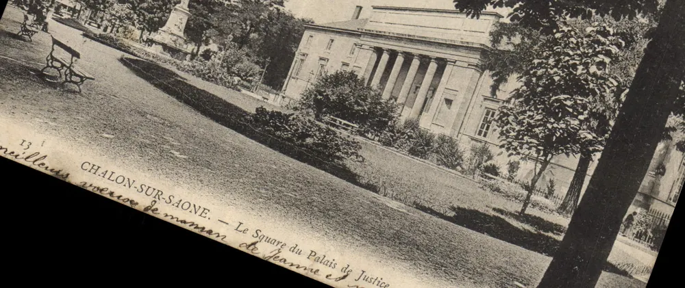 Chalon-sur-Saône — Il Piazzale del Palazzo di Giustizia — Editore: Consiglieri avenue de Jeanne - Recto
