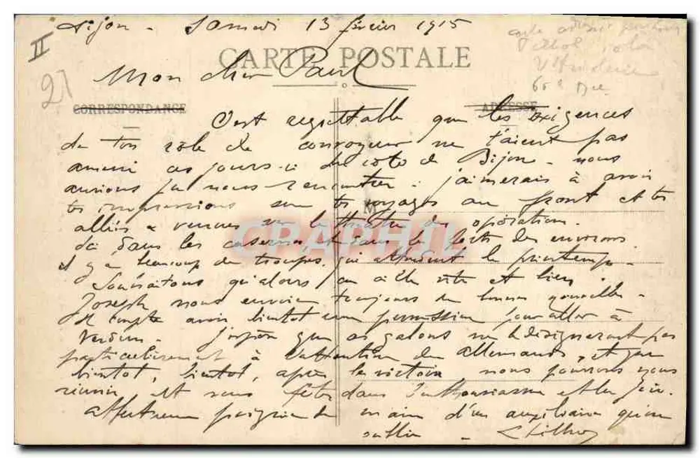 Dijon - Palais de Justice - La 1ère Chambre de la Cour - L. V., édit. - Rückseite