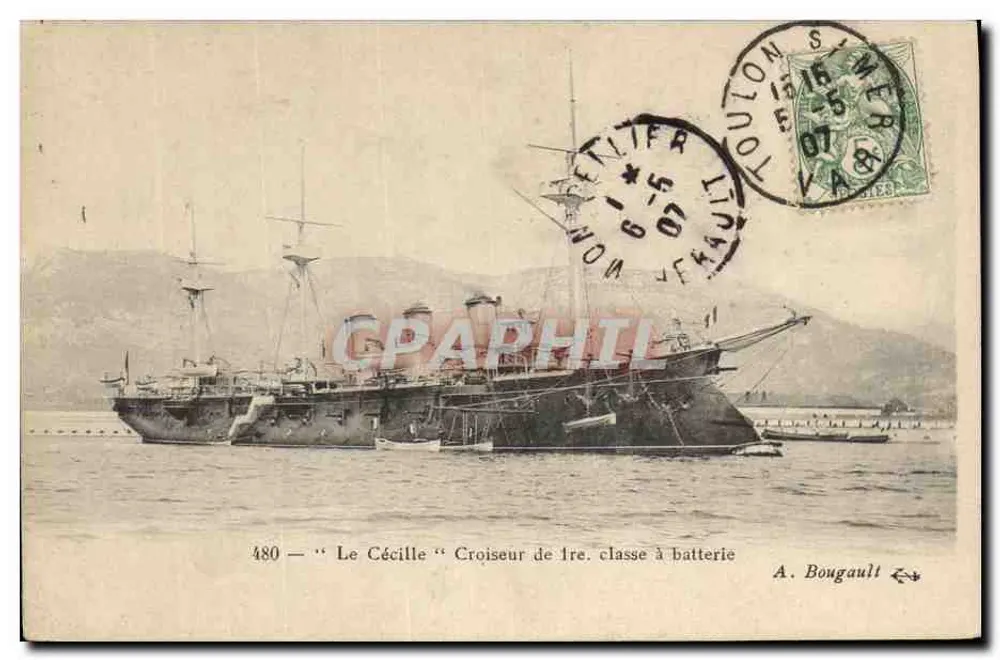 Le Cécille — Kreuzer der ersten Klasse mit Batterie — A. Bougault n°480 - Vorderseite