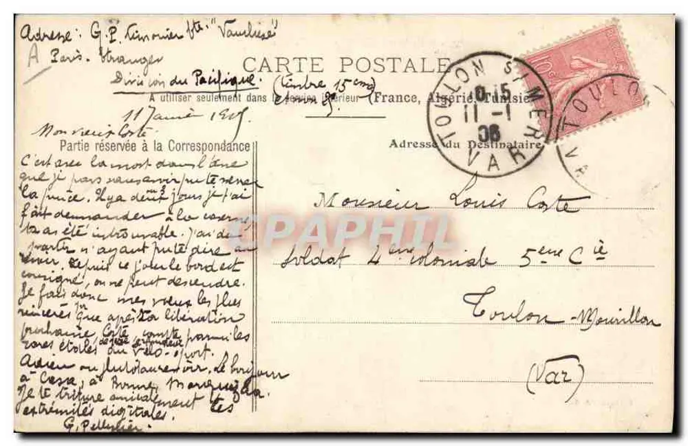 Le Cassard — Schlachtschiff — Sammlung A. Couturier - Rückseite