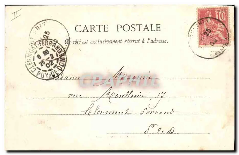 Prefeitura de Guéret — Vista do edifício e de seu jardim — A. de Nussac, edição Guéret, 3e carte - 50 - Verso
