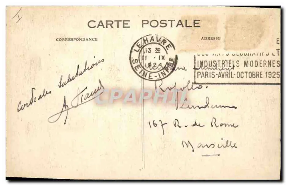 Le Havre — Die Unterprefektur und der Neue Garten der Börse — G. F., Le Havre - Rückseite