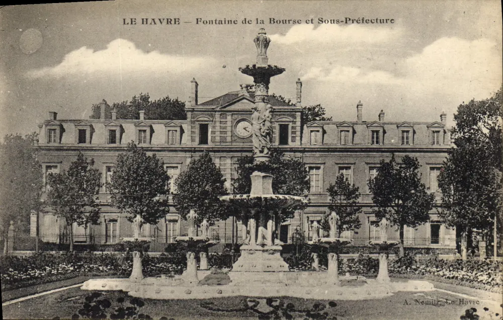 Le Havre — Fontäne der Bourse und Unterprefektur — A. Nomitz, Le Havre - Vorderseite