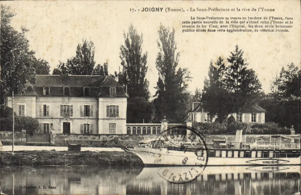Joigny (Yonne) — Das Untere Präfekturamt und der Uferbereich der Yonne — Sammlung J. D. Sans - Vorderseite