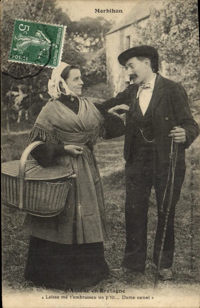 Amor na Bretanha — cena de casal — editor A. Bally, Nantes, n° 5062 - Frente