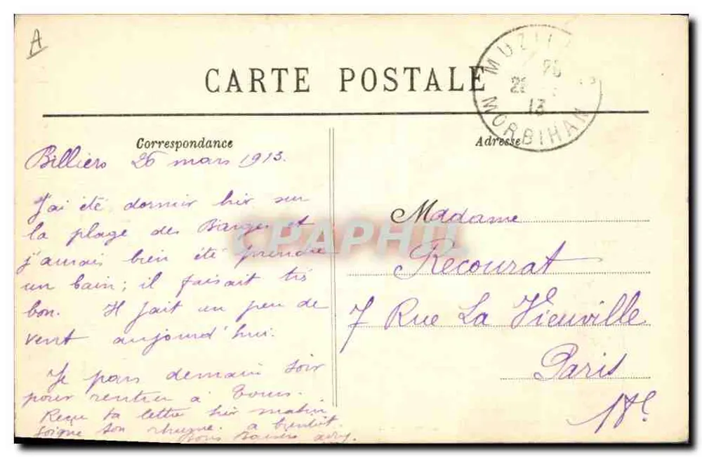 Jovem Gás de Coray — Coleção Villard, Quimper — n°4286 - Verso