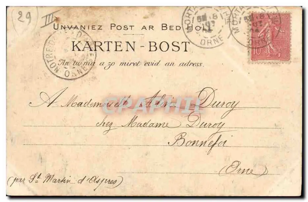 Junge Frau aus Lansice, Umgebung der Cévennes — Sammlung VILLARDE — n° 1171 - Rückseite