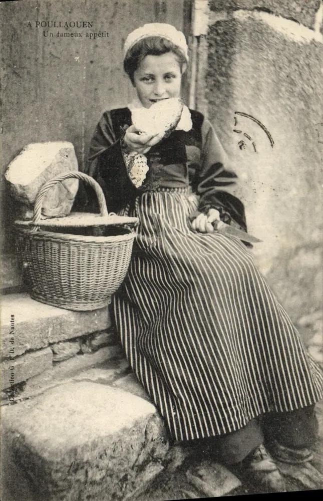 A Poullaouen — Eine Frau, die Käse genießt — Sammlung G. D. de Nautes, n°6 - Vorderseite