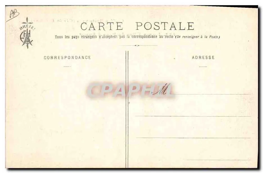 Jeunes Filles du Pays d'Auray — Coiffes Bretonnes — Collection E. Hamonic, n° 588 - Verso