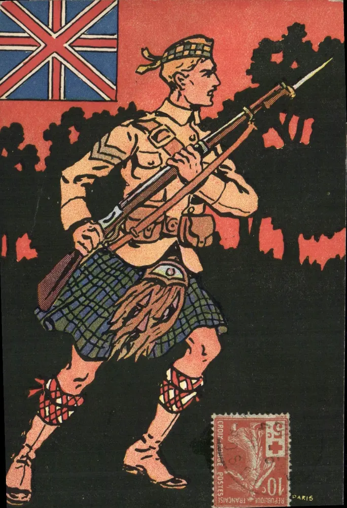 Soldado escocês em uniforme — guerra 1914-1918 — editor não visível - Frente